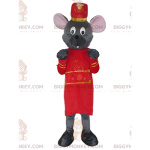 BIGGYMONKEY™ maskottiasu, harmaa hiiri Butler-asussa -