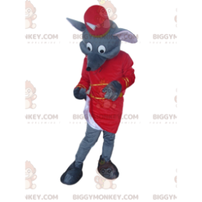 BIGGYMONKEY™ Mascot Costume Gray Mouse In Butler Outfit –