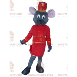 BIGGYMONKEY™ Maskottchenkostüm Graue Maus im Butler-Outfit -