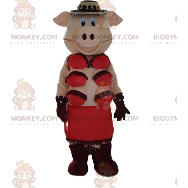 Cabaret pig BIGGYMONKEY™ mascot costume, cabaret fancy dress –