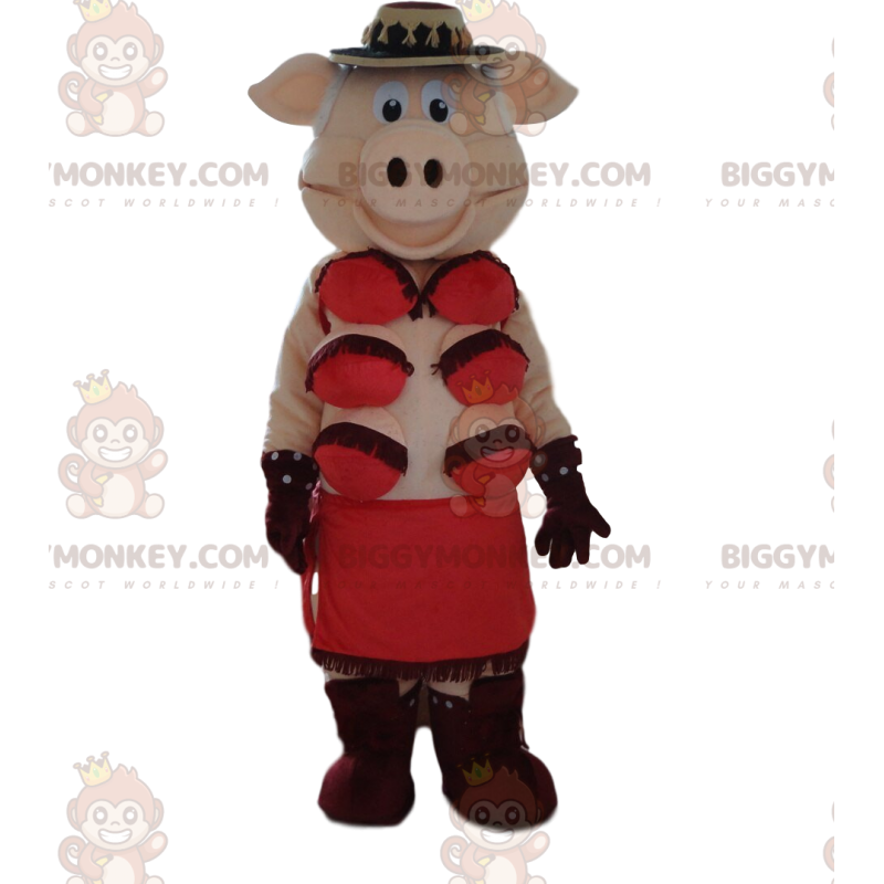 Costume de mascotte BIGGYMONKEY™ de cochon de cabaret