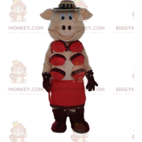 Cabaret pig BIGGYMONKEY™ mascot costume, cabaret fancy dress -