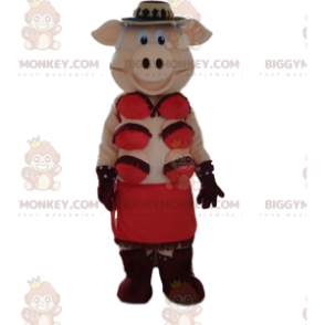 Costume de mascotte BIGGYMONKEY™ de cochon de cabaret