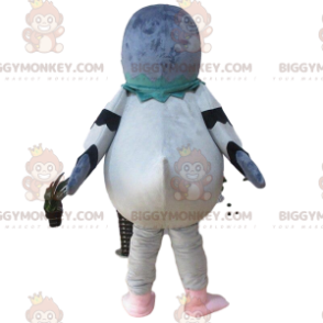BIGGYMONKEY™ traje de mascote pombo gigante, cinza e branco