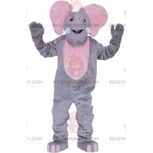 Traje de mascote gigante cinza e elefante rosa BIGGYMONKEY™ –