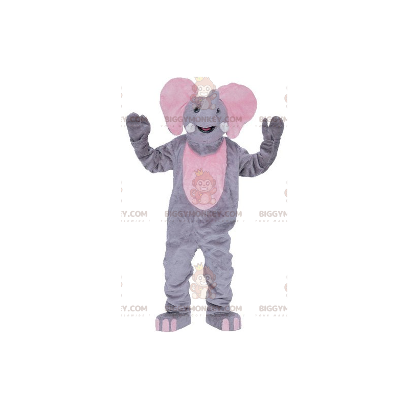 Costume da mascotte gigante grigio e rosa elefante BIGGYMONKEY™