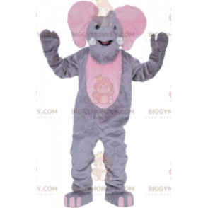 Costume de mascotte BIGGYMONKEY™ d'éléphant gris et rose géant