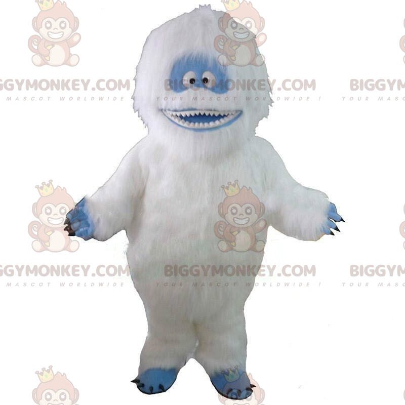 BIGGYMONKEY™ Disfraz de mascota Yeti blanco y azul, muy peludo