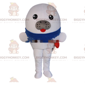 Costume de mascotte BIGGYMONKEY™ d'otarie blanche, costume de