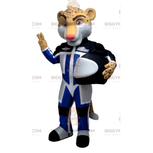 BIGGYMONKEY™ Mascottekostuum Luipaard Tijger In Pilotenoutfit -