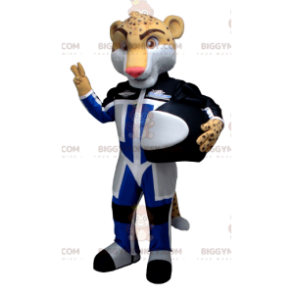 BIGGYMONKEY™ Mascot Costume Leopard Tiger In Pilot Outfit –