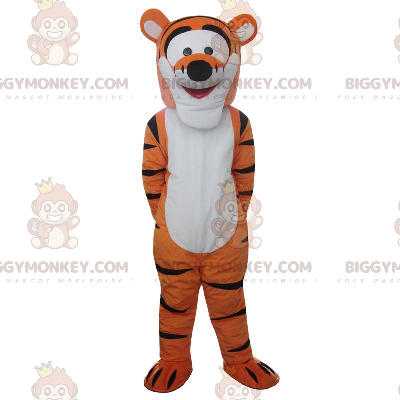 Traje de mascote BIGGYMONKEY™ do Tigrão, famoso tigre laranja