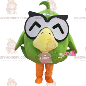 BIGGYMONKEY™ mascot costume big green duck with glasses, bird