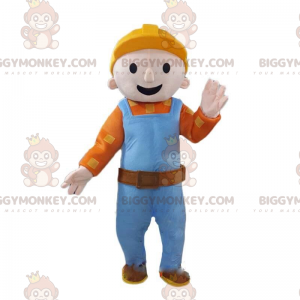 BIGGYMONKEY™-mascottekostuum van man, werkman met helm en