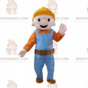 BIGGYMONKEY™-mascottekostuum van man, werkman met helm en