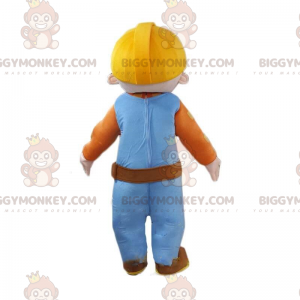 BIGGYMONKEY™ Costume da mascotte da uomo, operaio con elmetto e