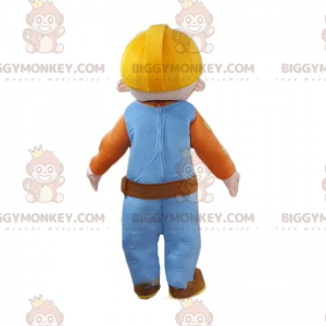 BIGGYMONKEY™-mascottekostuum van man, werkman met helm en