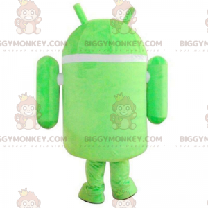 Traje de mascota BIGGYMONKEY™ Android, robot verde y blanco