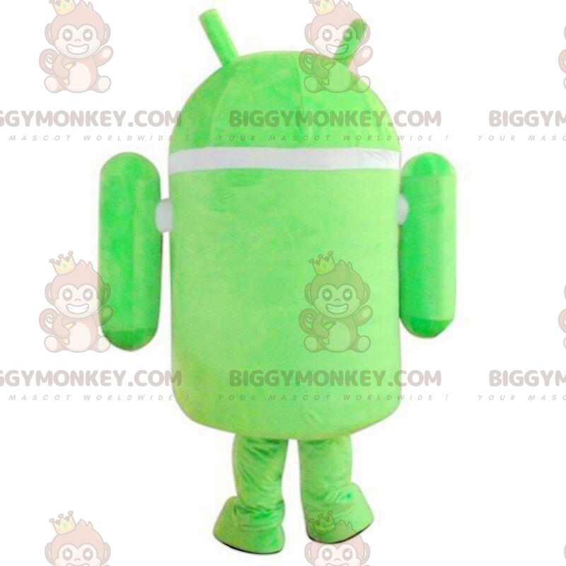 Kostým maskota BIGGYMONKEY™ Android, zelený a bílý robot