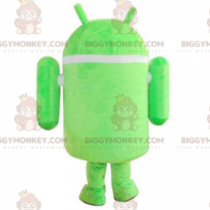 BIGGYMONKEY™ Costume da mascotte Android, robot verde e bianco