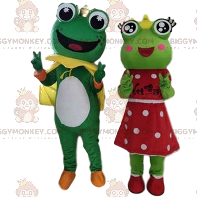 2 Maskot žab, prince a princezny BIGGYMONKEY – Biggymonkey.com