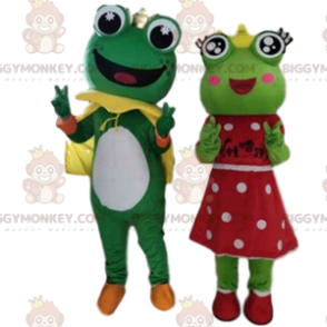 2 BIGGYMONKEY's mascotte van kikkers, prins en prinses -