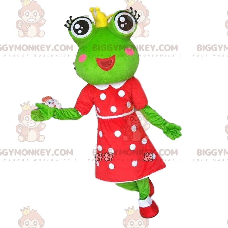 Costume de mascotte BIGGYMONKEY™ de grenouille verte avec une