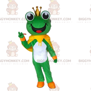 Kikker BIGGYMONKEY™ mascottekostuum met kroon, prinsenkostuum -