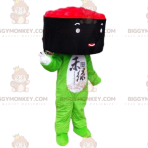 Mascote BIGGYMONKEY™ Traje de maki, sushi gigante com ovas de