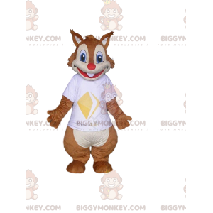 BIGGYMONKEY™ costume da mascotte scoiattolo marrone e bianco