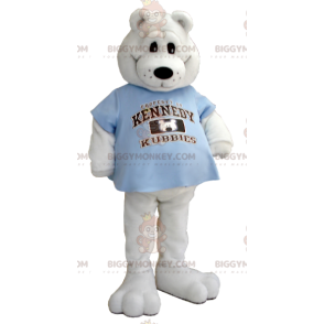 Disfraz de mascota oso polar BIGGYMONKEY™ con camiseta azul -