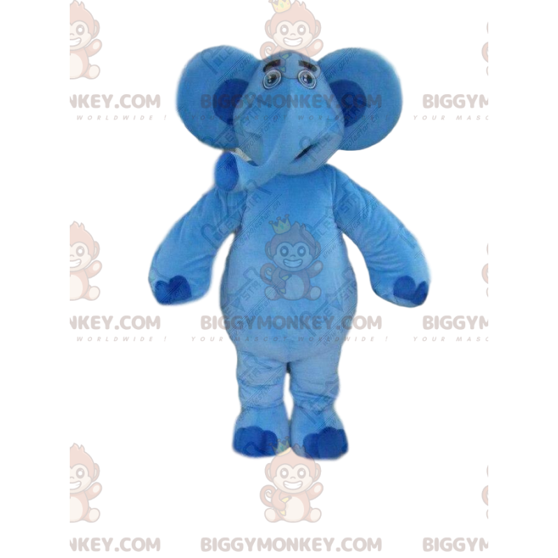 Blauwe olifant BIGGYMONKEY™ mascottekostuum, groot pluche