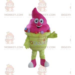 Fantasia de mascote BIGGYMONKEY™ de sorvete rosa, fantasia de