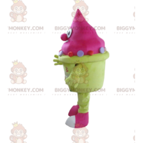 Costume da mascotte BIGGYMONKEY™ gelato rosa, costume da cono