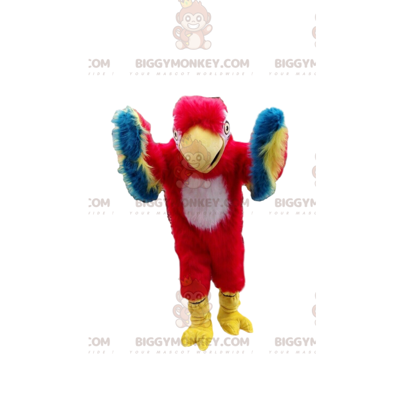 Rød, gul, blå og hvid papegøje BIGGYMONKEY™ maskotkostume -