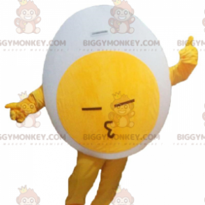 Giant yellow and white egg BIGGYMONKEY™ mascot costume, hard