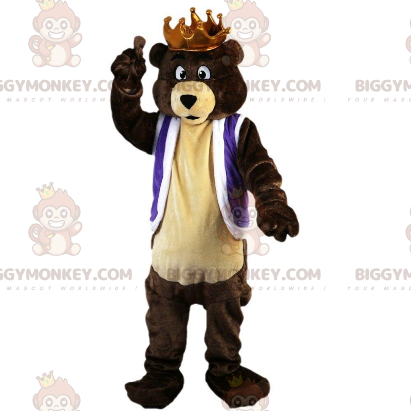 BIGGYMONKEY™ mascottekostuum bruine beer met kroon