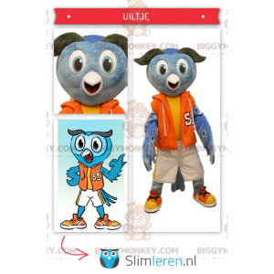 Traje de mascote Owl BIGGYMONKEY™ vestido com roupas esportivas