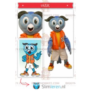 Costume de mascotte BIGGYMONKEY™ de hibou habillé en tenue de