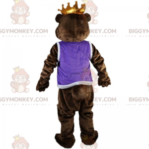 BIGGYMONKEY™ mascot costume brown bear with crown, bear king