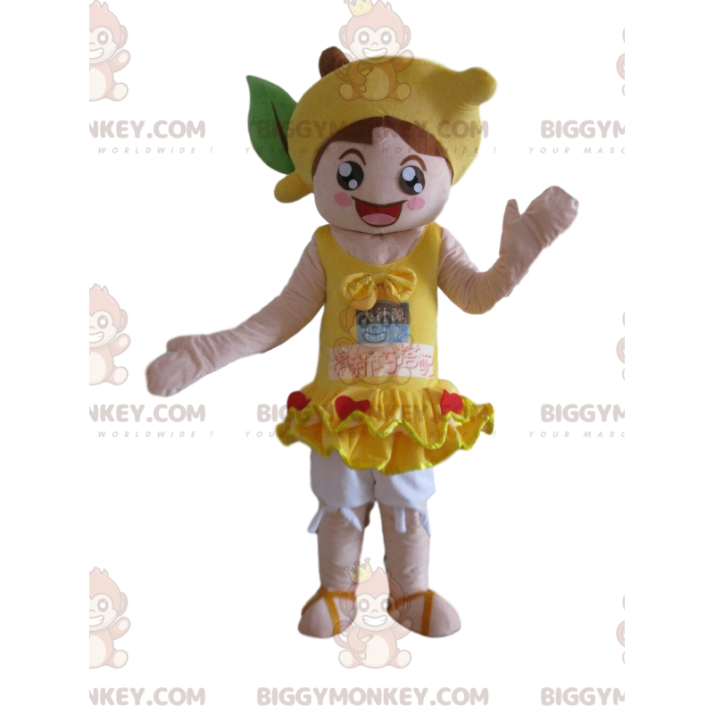 Costume de mascotte BIGGYMONKEY™ de fillette avec un citron sur