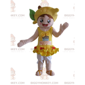 Fato de mascote menina BIGGYMONKEY™ com um limão na cabeça