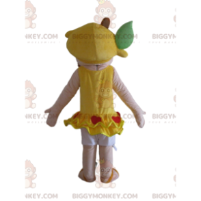 Girl BIGGYMONKEY™ mascot costume with a lemon on her head, girl
