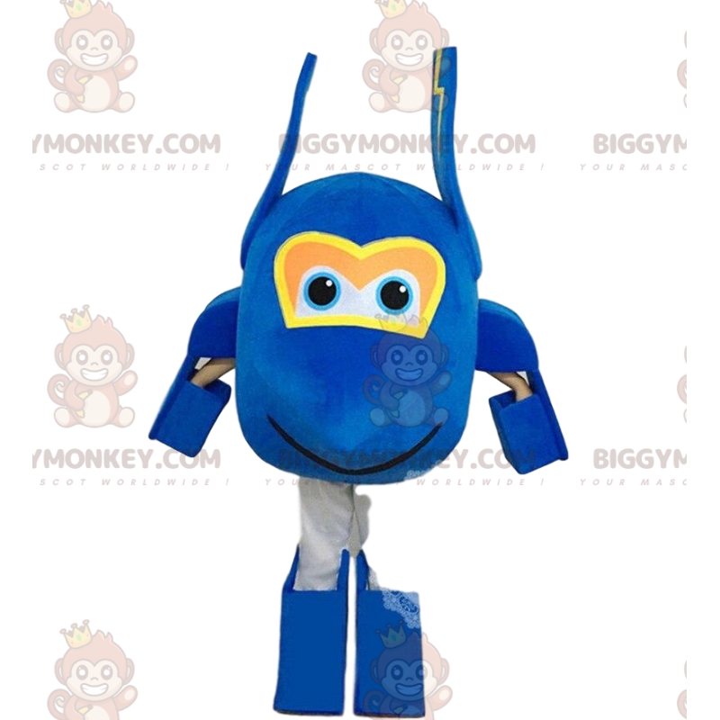 Costume de mascotte BIGGYMONKEY™ d'avion bleu géant, costume de