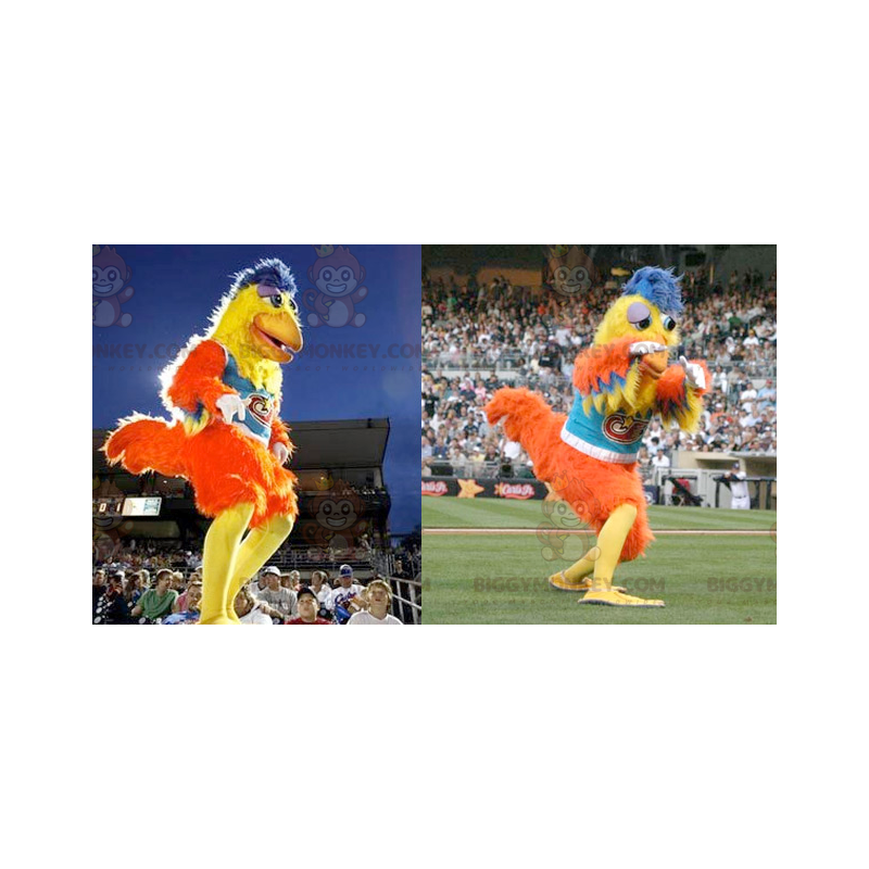 Yellow Orange Blue Hen Rooster BIGGYMONKEY™ Mascot Costume –