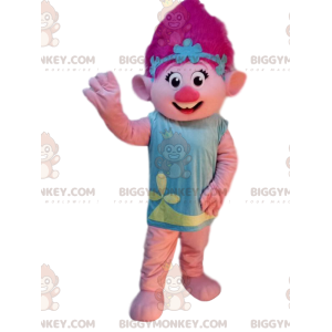 Traje de mascote BIGGYMONKEY™ de troll com cabelo rosa, traje