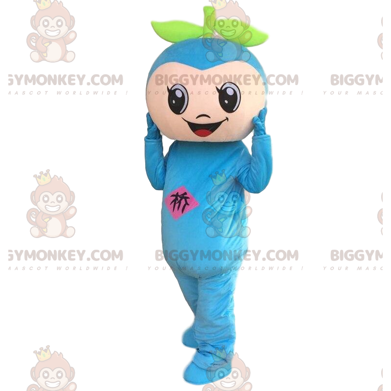 Blue Snowman BIGGYMONKEY™ Mascot Costume, Very Smiling Blue