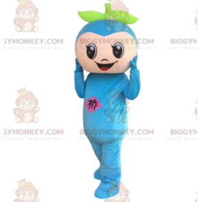 Blue Snowman BIGGYMONKEY™ Mascot Costume, Very Smiling Blue