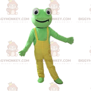 Traje de mascote de sapo verde BIGGYMONKEY™ com macacão amarelo