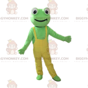 Traje de mascote de sapo verde BIGGYMONKEY™ com macacão amarelo